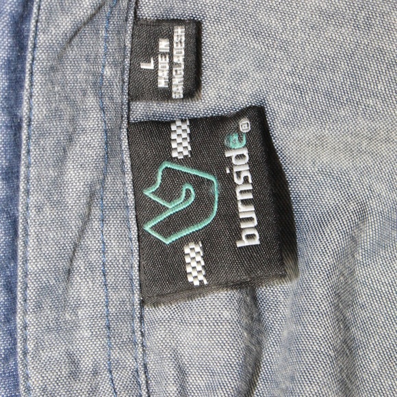 NEW Burnside Long Sleeve Button Down Shirt Denim L - Picture 4 of 8